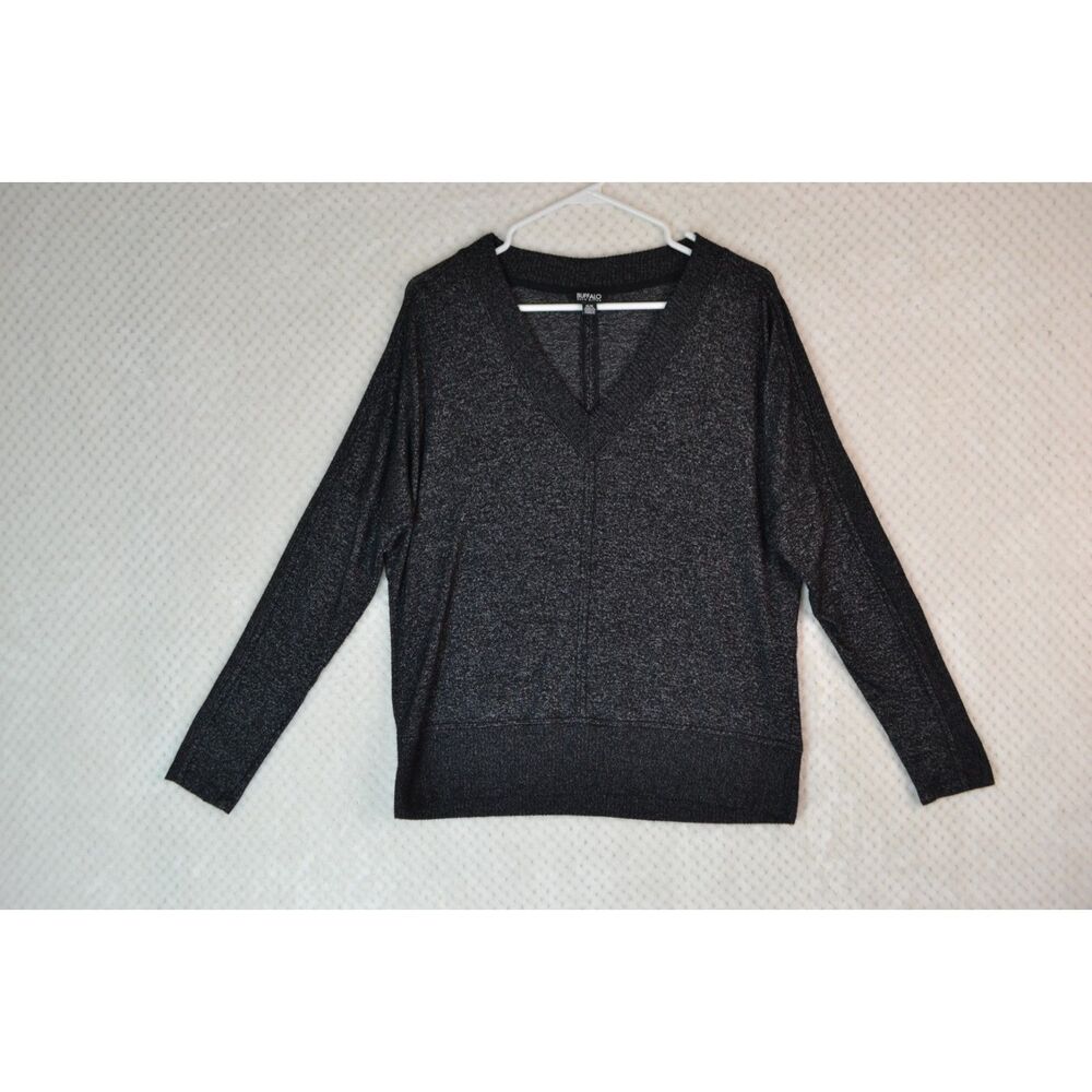 Buffalo David Bitton Women's Medium Gray V Neck Long Sleeve Sweater